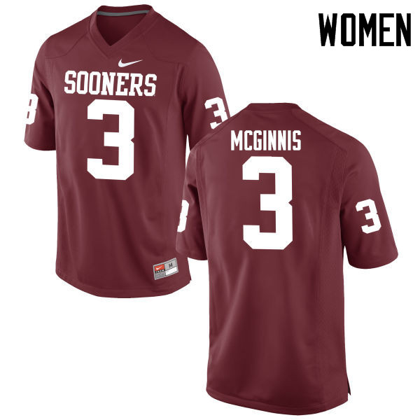 Women Oklahoma Sooners #3 Connor McGinnis College Football Jerseys Game-Crimson